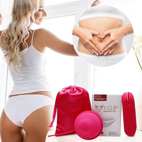 Reusable Menstrual Cup Disc Flat-Fit Design Menstruation Bowl 12 Hours Protection Comfortable Period Cup Silicone Menstrual Disk