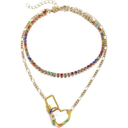 Trendy Female Pendant Link Chain Choker Personality Necklace Two Layers for Women Metal Jewelry Accessory Gift Party Wholesale