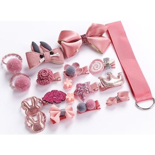 Girl Hair Clip Set Cute Cartoon Hair Accessories Kids Head Rope Bow Flower Animal Headwear Elastic Hair Band Hair Ring NTY0022