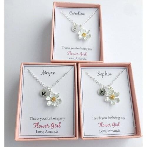 Customize any quote name will you be my flower girl initial necklace, personalize wedding flower girl proposal gifts bracelets