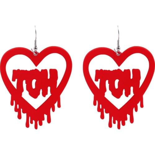 New Fashion Big Acrylic Bleeding Heart With HOT Drop Dangle Earrings for Women Unique Red Heart Earring Halloween Paryty Jewelry