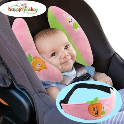 Happy Monkey Headrest Baby Infant Car Travel Sleeping Pillow Head Neck Cartoon Seat Covers pillow baby safty pillow