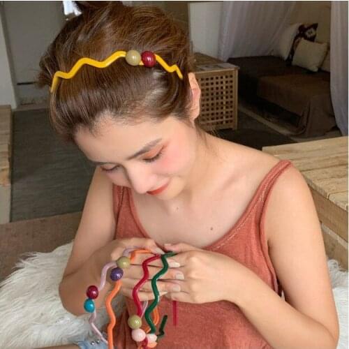 60pcs/lot DIY Multi Simple Pearl Antiskid Head Bands Candy Colore Wave HeadBands Hair Styling Tools Accessory HA1818