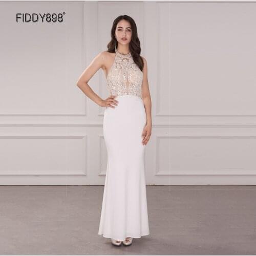 Simple Wedding Dress 2020 Halter Bride Gown for Women Sexy Beaded Backless Bridal Dresses Vestidos De Novia Suknie ślubne