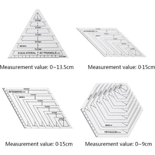 Transparent Quilting Sewing Patchwork Ruler Measuring Template Hexagon DIY Handmade Tailor Supplies Tools