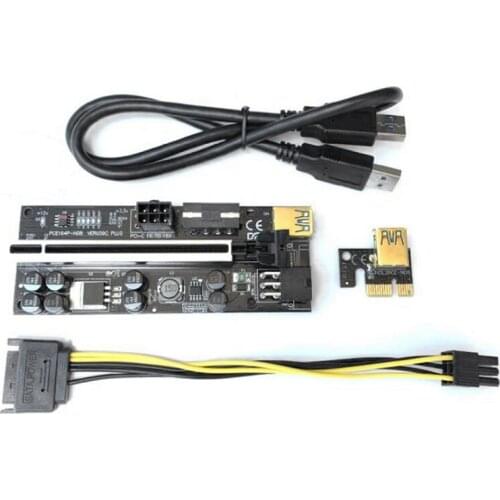 Riser VER 009C Plus PCI Express Adapter 1X to 16X Extender Pcie Riser Adapter Card SATA Dual 6Pin Adapter