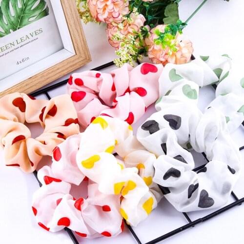 1PC Cloth Print love Color Scrunchies Elastic Hair Bands 2020 New Women Girls Hair Accessories Ponytail Holder Hair Ties Rope