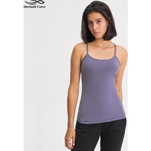 Mermaid Curve Womens Clothes Tight Fit Hip Length Yoga Shirts Tank Tops Pilates Workout Power Y Tank Fitness Running Vest