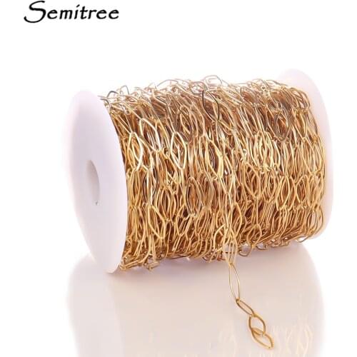 Semitree 1 Meter Stainless Steel Rhombus Chains Bulk DIY Necklace Findings Jewelry Making Accessories Wholesale Crafts Supplies