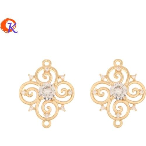 Cordial Design 50Pcs 18*22MM Jewelry Making/Earring Findings/Jewelry Accessories/Hand Made/Flower Shape/CZ Charms/DIY Connectors