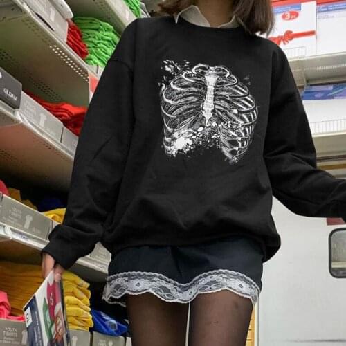Women Casual Sweater, Adults Thoracic Cavity Print Long Sleeve Round Neck Sweatshirt