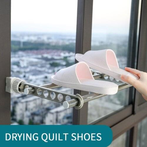 1 PCS Window Frame Clothes Hanger Portable Indoor Window 8-holes Drying Rack Bathroom Accommodated Indoor Hanging Rack