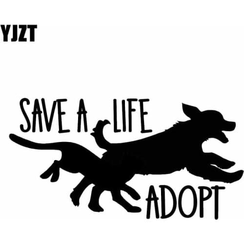 YJZT 20CM*10.4CM Save a Life - Adopt Cat & Dog Design Animal Car Styling Car Sticker Black/Silver C2-3314