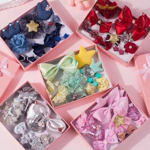 10pcs/Set Baby Hair Clips Cartoon Baby Headband Cute Bow Crown Flower Children Hairpins Barrettes Headwear Baby Hair Accessories