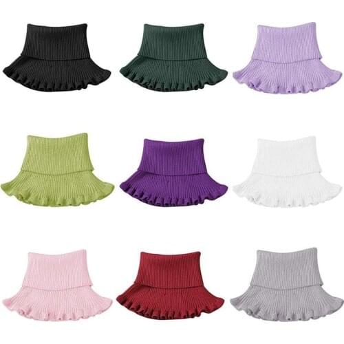 Women Winter Turtleneck False Fake Collar Color Breathable Turtleneck Knitted Scarf Lady Windproof Detachable Neck Gaiter