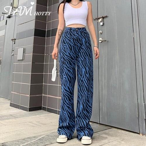 Animal Zebra Printed y2k Harajuku Jeans Women Oversize Baggy Casual Streetwear High Waisted Mom Retro Denim Sweatpants Iamhotty