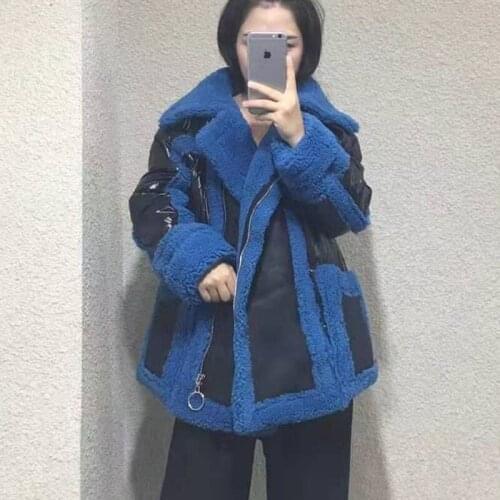 Women jacket down coat winter 2021 new arrival parka real fur natural wool sheep fur genuine leather jacket patchwork style coat