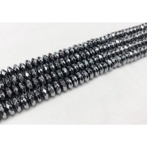 1 Strand Faceted Black Hematite Stone Beads 3 4 6 8 10mm Pick Size Oval Spacer Loose Beads Decoration Material DIY Jewelry Make