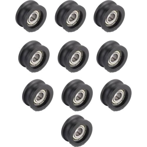 10Pcs Embedded U Grooved Guide Pulley Sealed Rail Ball Bearing 6x21x10mm