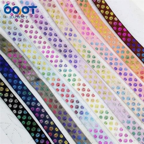 10yards 5/8''geometric bronzing Ribbon Elastic Foldover Elastics Stretch Hair Ties Headbands for Baby Girls Hair Bow E-20428-828