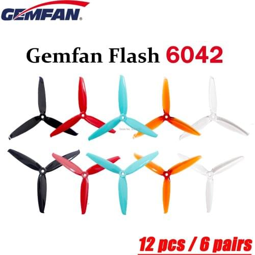 12 pcs / 6 pairs Gemfan Flash 6042 6x4.2x3 6 Inch 3-Blade PC CW CCW Propeller for RC Models Multicopter Frame Spare Part Accesso