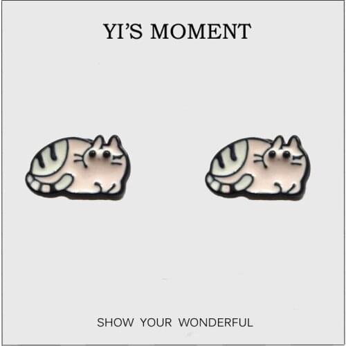 2019 birthday Gift Enamel stud Earrings cat Earring for kids