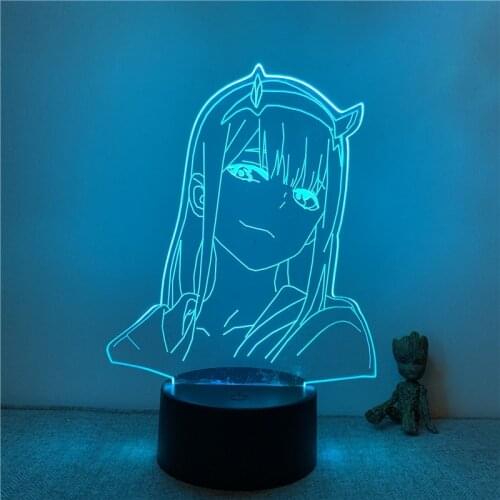 3D Nightlight Anime Darling In The Franxx 02 Lovly Face Action Figure 7 Colors Touch Optical Illusion Table Lamp Gift Room Decor