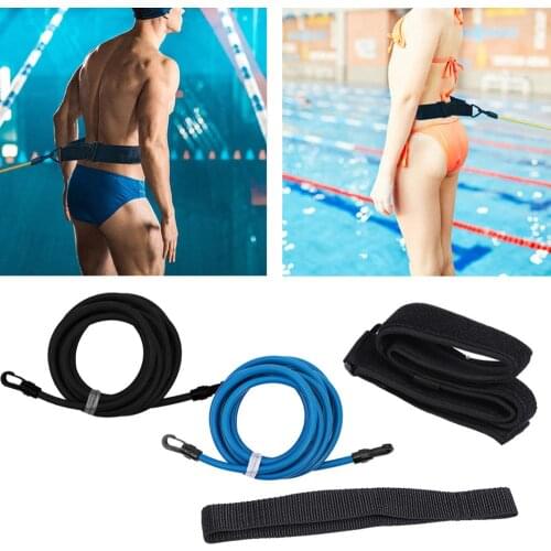 4M Swim Training Resistance Belts Adjustable Elastic Swim Training Leash Safety Rope Latex Tubes With Mesh Bag