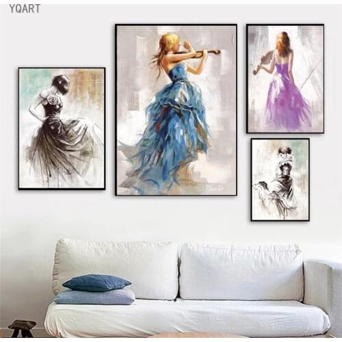 Abstract Ballerina Wall Pictures Home Decor Watercolor Modern Sexy Dancer Posters and Prints for Home Living Room Cafe Bar Decor