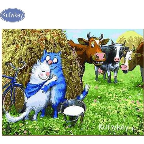 DIY Diamond Embroidery farm/cat/cow/animal/Full square Diamond Painting Cross Stitch animal 5D,Diamond Mosaic pictures,decor