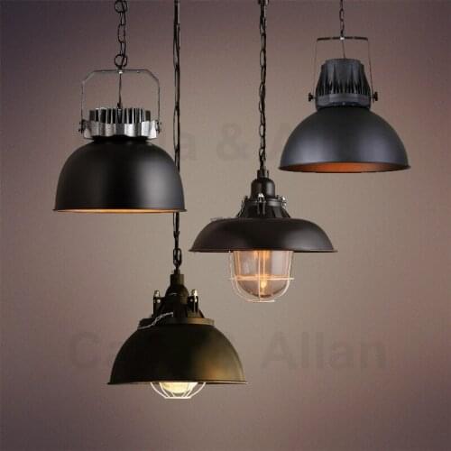 American loft retro industrial wind chandelier cafe restaurant bar project wrought iron antique pot lid single head lamp