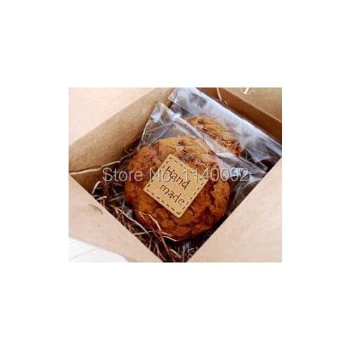 Free shipping "hand made" sealing stickers/brown kraft paper gift package sealing stickers/bags DIY adhesive sealing sticker