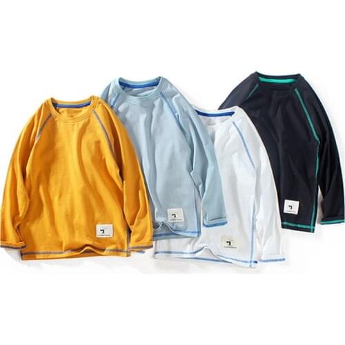 Brand Spring Autumn Childrens Clothing Solid Color Base Shirt For 5-14 Years Boys Sweatshirt Long Sleeved Clothes Tops T-Shirt