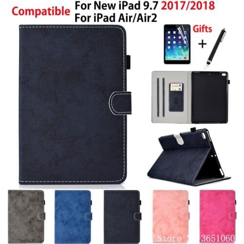 Case For Apple iPad 9.7" 6th Generation 2018 2017 A1822 A1893 A1954 Cover For iPad Air 1 2 Funda Tablet Stand Shell +Film+Pen