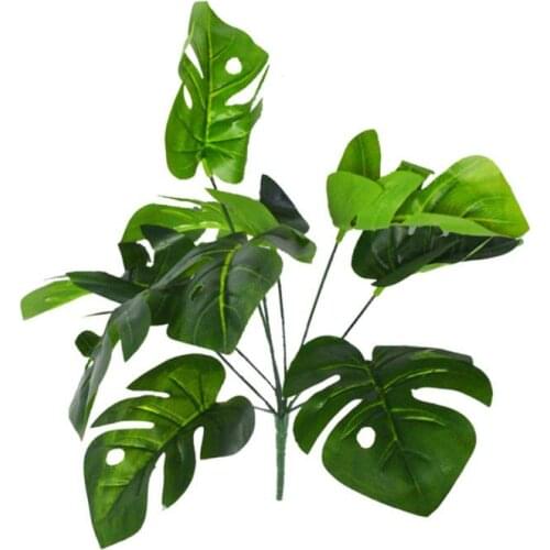 Home Decoration Artificial Green Turtle Leaf Fake Plants Ferns Leaves Wedding Party Photography Decorative Palm Tree Leaves
