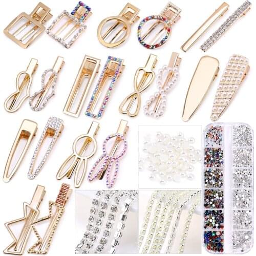 DIY Rhinestones Pearls Handmade Barrettes Strass Rhinestones Trim Hair Clips Pin Handicraft Accessories For Hair Decorations