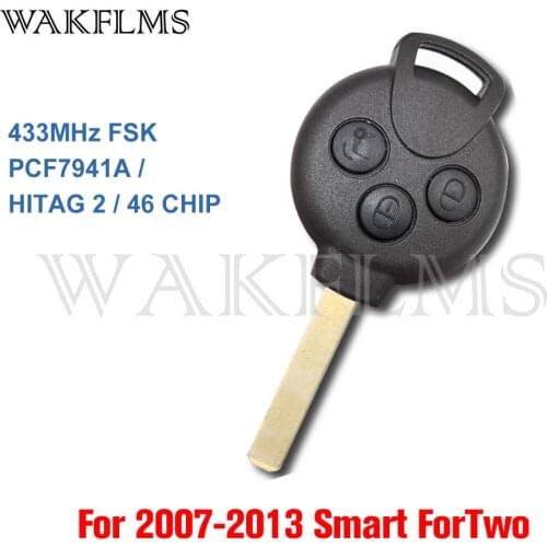 For MERCEDES-BENZ Smart Fortwo 2007 2009 2010 2011 2012 2013 433MHz ID46 3 Buttons Head Remote Car Key Fob