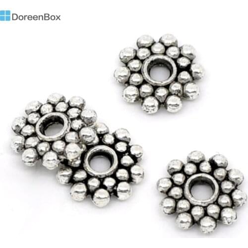 Doreen Box hot- 100PCs Snowflake Spacers Beads Findings 8mm Dia. (B00817)