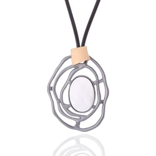 ELOHYI Long Necklace Double Plated Vintage Statement Geometric Pendants Women Fashion Jewelry Collares Mujer Kolye Jewelry