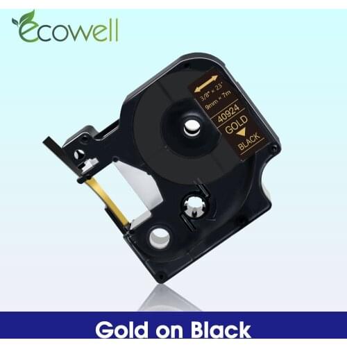 Ecowell Labeling tape Compatible for Dymo D1 40924 label tape 9mm*7m Gold on Black for Dymo LabelManager LM 280 LM 160 Printer