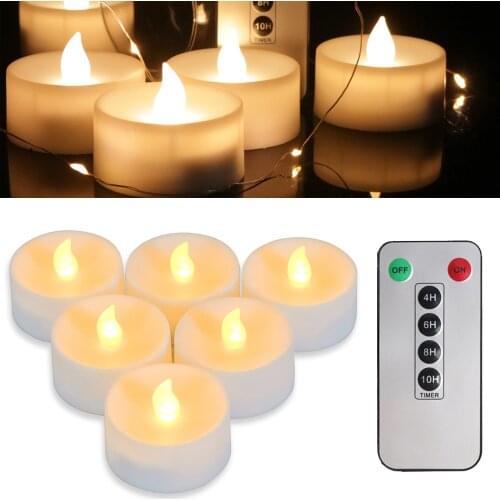 Φ5.5cm electronic candle tea light Remote Controlled flickering yellow led Night light Flameless Night Lamp Timing Function