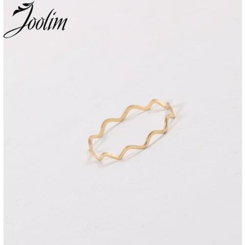 Joolim High End 18K Gold PVD Symple Easiest Fold Wear Weave Rings for Women Stainless Steel Jewelry Wholesale