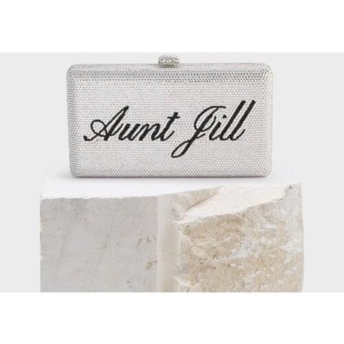 Dazzling Women Clear Clutches Bags Crystal Evening Bag Metal Clutch Purse Small Minaudiere Handbag Purse Wedding Gift Box Bag