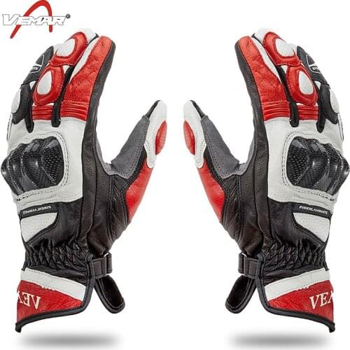 VEMAR touch screen leather full finger motorcycle gloves unisex man motocross wind resistant protect guantes moto riding gloves