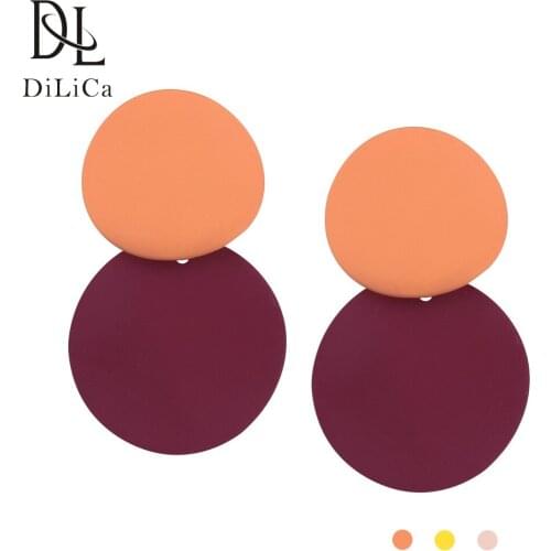 DiLiCa Trendy Korean Style Earrings for Women Statement Earrings 2018 Female Alloy Round Earring Dangle Jewelry kolczyki