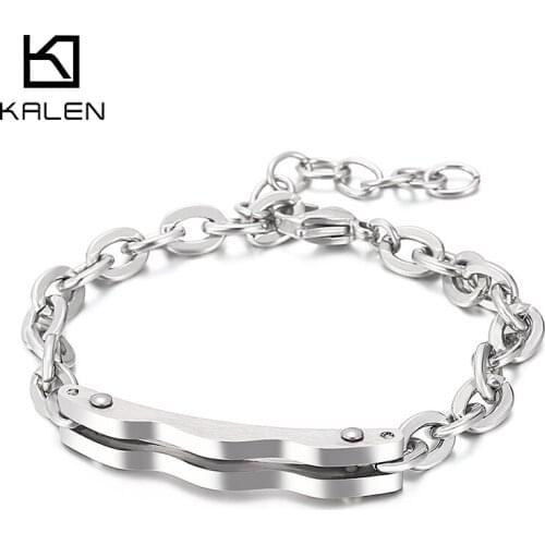Kalen Fashion Simple Mens Stainless Steel Bracelet Punk Hand Bracelets Chain Link Trend Jewelry 2021