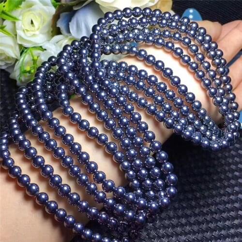 Natural Terahertz Wave Gems Stone Round Beads Healing Women Nice Bracelet 10mm