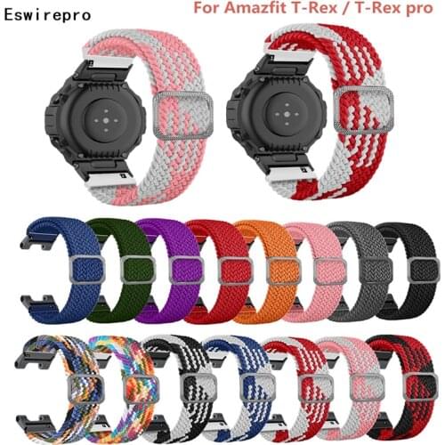 Nylon Braided Loop Strap For Amazfit T-Rex & T-Rex pro Smartwatch Elastic Belt Bracelet on Amazfit T Rex Watchband Adjustable
