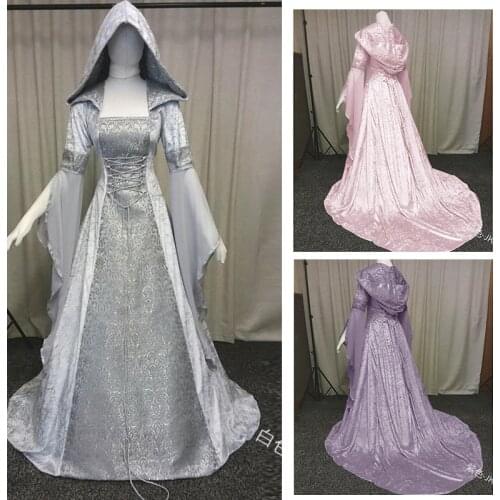 New Hot Renaissance Medieval Costume Adult Fitted Bodice and dress Halloween Carnival Cosplay Costumes for Women Witch dress