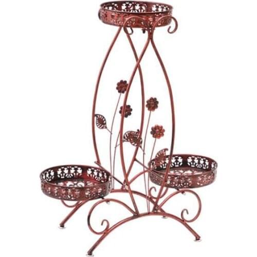 European wrought iron flower stand multi-layer balcony floor-standing indoor living room thickening flower shelf flower